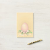 Happy Paast Egg & Flowers yellow roze pastel Post-it® Notes (Op bureau)