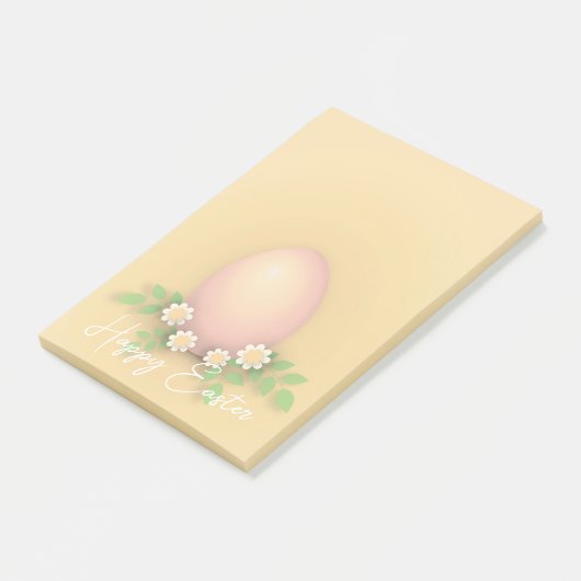 Happy Paast Egg & Flowers yellow roze pastel Post-it® Notes (Schuin)