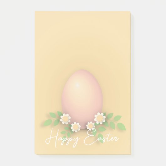Happy Paast Egg & Flowers yellow roze pastel Post-it® Notes (Voorkant)