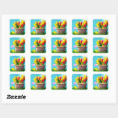 Happy Paast  Floral Vierkante Sticker (Vel)
