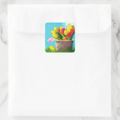 Happy Paast  Floral Vierkante Sticker (Tas)
