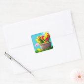 Happy Paast  Floral Vierkante Sticker (Envelop)
