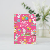 Happy Paast, grappige Bunny wil en kleurrijk Briefkaart (Staand voorkant)