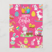 Happy Paast, grappige Bunny wil en kleurrijk Briefkaart (Voorkant)