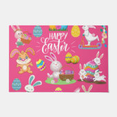 Happy Paast, grappige Bunny wil en kleurrijk Deurmat (Voorkant)