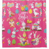 Happy Paast, grappige Bunny wil en kleurrijk Douchegordijn (Voorkant)