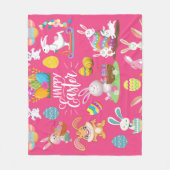 Happy Paast, grappige Bunny wil en kleurrijk Fleece Deken (Voorkant)