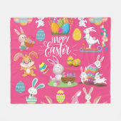 Happy Paast, grappige Bunny wil en kleurrijk Fleece Deken (Voorkant (Horizontaal))