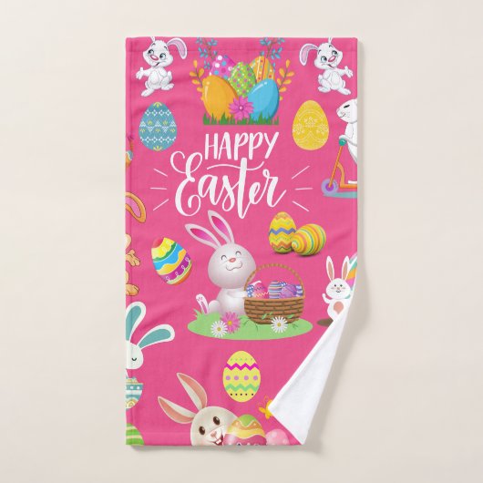 Happy Paast, grappige Bunny wil en kleurrijk Handdoek (Handdoek)