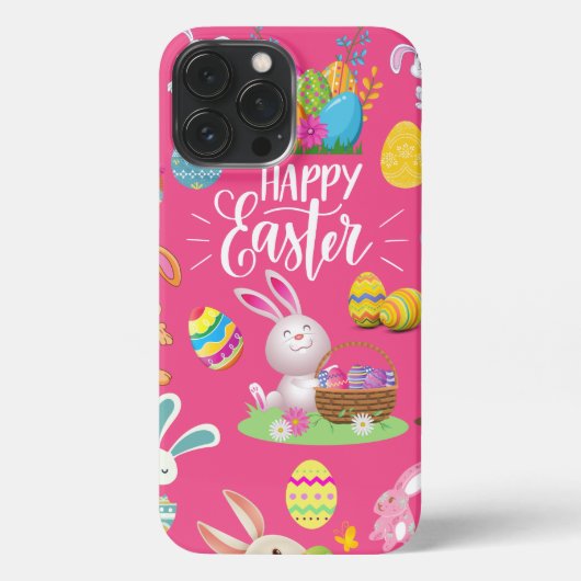 Happy Paast, grappige Bunny wil en kleurrijk iPhone Hoesje (Achterkant)
