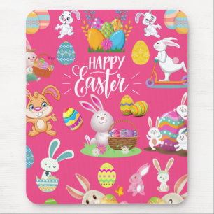 Happy Paast, grappige Bunny wil en kleurrijk Muismat