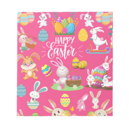 Happy Paast, grappige Bunny wil en kleurrijk Notitieblok