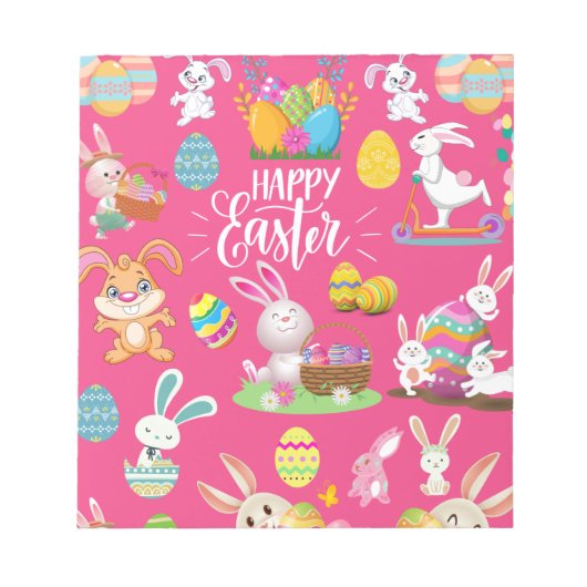 Happy Paast, grappige Bunny wil en kleurrijk Notitieblok (Voorkant)