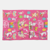 Happy Paast, grappige Bunny wil en kleurrijk Theedoek (Horizontaal)