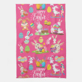 Happy Paast, grappige Bunny wil en kleurrijk Theedoek (Verticaal)