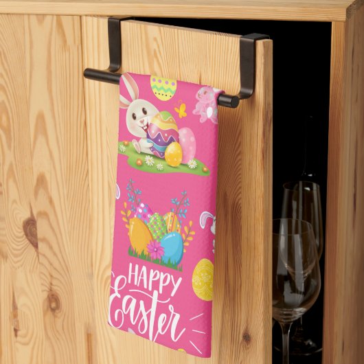 Happy Paast, grappige Bunny wil en kleurrijk Theedoek (Derde Gevouwen)