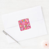 Happy Paast, grappige Bunny wil en kleurrijk Vierkante Sticker (Envelop)
