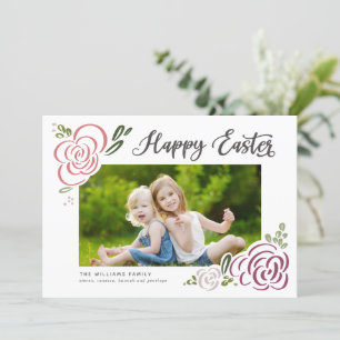 Happy Paast Handgetekende Wildflower Colorful Foto Feestdagenkaart