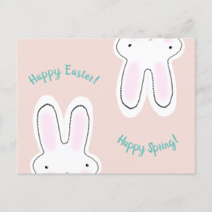 Happy Paast Happy Spring bloedig roze schattige ko Briefkaart