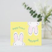 Happy Paast Happy Spring gele leuke bundel grappig Briefkaart (Staand voorkant)