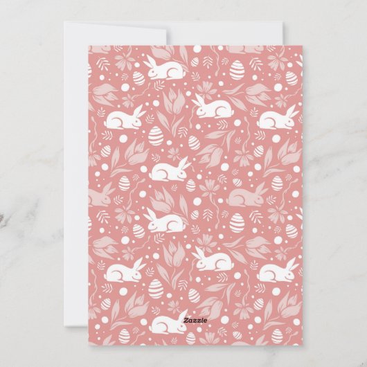 Happy Paast Happy Spring Roos Roze Floral Wreate Feestdagenkaart (Achterkant)