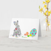 Happy Paast Hare & Egg Design Kaart (Gele Bloem)