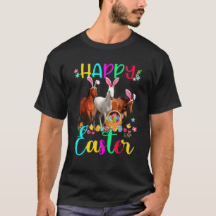 Happy Paast Horse Three Horse Wearing Bunny Ear T-shirt
