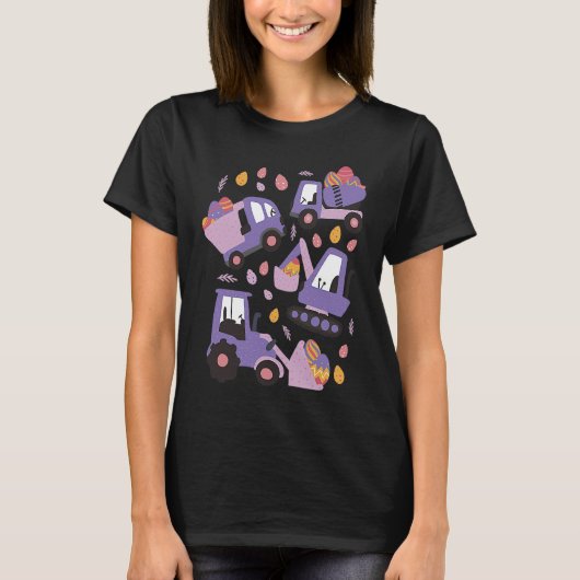 Happy Paast Kinder Construction Trucks Egg Hunt T-shirt (Voorkant)