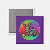 Happy Paast Leopard Print Bunny Rabbit en Egg T Magneet (Voorkant / Achterkant)