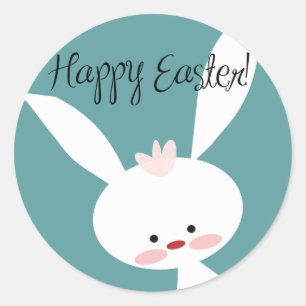 Happy Paast Paashaas op blauw Ronde Sticker