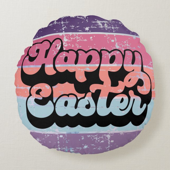 Happy Paast  Pastel Cirkel Retro Sunset Rond Kussen (Voorkant)