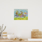 Happy Paast Pastel die konijnen runt Poster (Keuken)