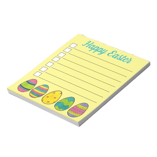 Happy Paast Pastel Egg Hunt Eggs Checklist Notitieblok (Linkerzijde)