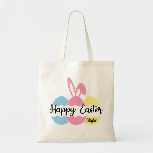 Happy Paast Pastel Eggs en Bunny Ears Custom Tote Bag (Voorkant)