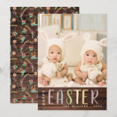 Happy Paast PHOTO-kaart - Robuuste bloemen Feestdagenkaart (Voorkant / Achterkant)