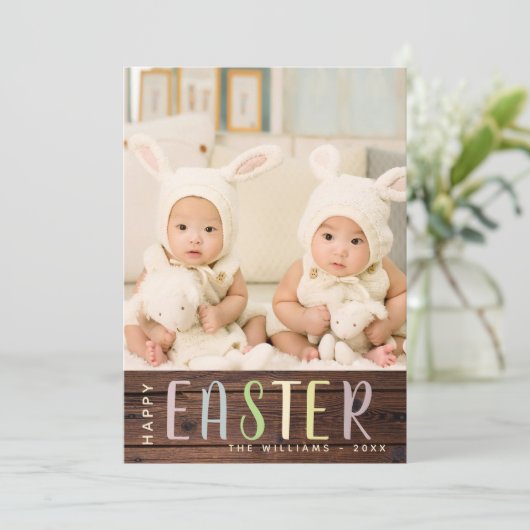 Happy Paast PHOTO-kaart - Robuuste bloemen Feestdagenkaart (Staand voorkant)