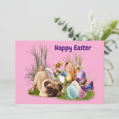 Happy Paast Pub dog Flat Holiday Kaart (Staand voorkant)