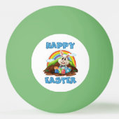 Happy Paast Rainbow Bunny Rabbit met eieren Pingpongbal (Achterkant)