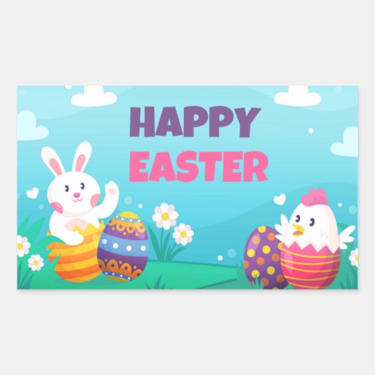 Happy Paast Rectangle-stickers Rechthoekige Sticker (Voorkant)