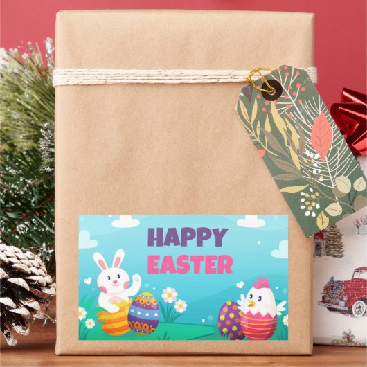 Happy Paast Rectangle-stickers Rechthoekige Sticker (Feestdagen)