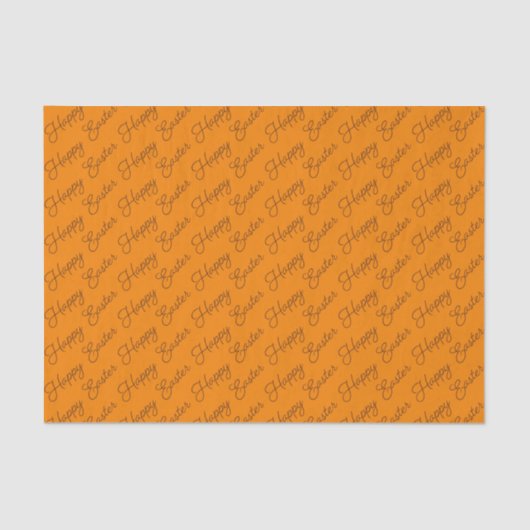 Happy Paast Script Brown op Oranje weefselpapier Tissuepapier (Voorkant)
