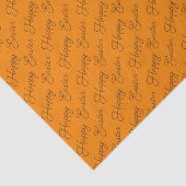 Happy Paast Script Brown op Oranje weefselpapier Tissuepapier (Detail)