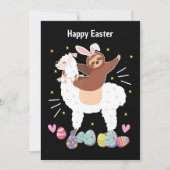 Happy Paast Sloth en llama Flat-vakantiekaart Feestdagenkaart (Voorkant)