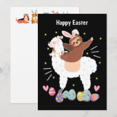 Happy Paast Sloth en llama Flat-vakantiekaart Feestdagenkaart (Voorkant / Achterkant)