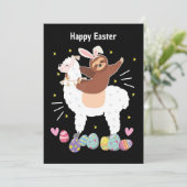 Happy Paast Sloth en llama Flat-vakantiekaart Feestdagenkaart (Staand voorkant)