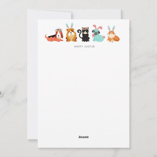 Happy Paast Sloth en llama Flat-vakantiekaart Feestdagenkaart (Achterkant)