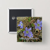 Happy Paast Soft Blue Hepatica Wildflower Button (Voorkant /achterkant)