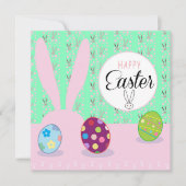 Happy Paast Spring Cute Bunny Easter Eggs Hunt Feestdagenkaart (Voorkant)