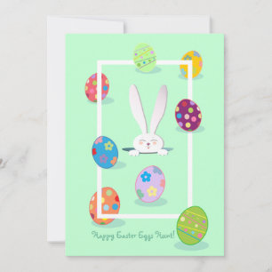 Happy Paast Spring Cute Bunny Easter Eggs Hunt Feestdagenkaart