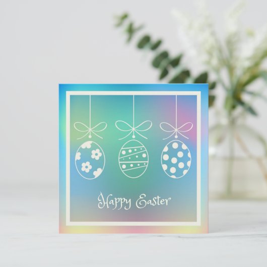 Happy Paast Spring Cute Bunny Easter Eggs Hunt Feestdagenkaart (Staand voorkant)